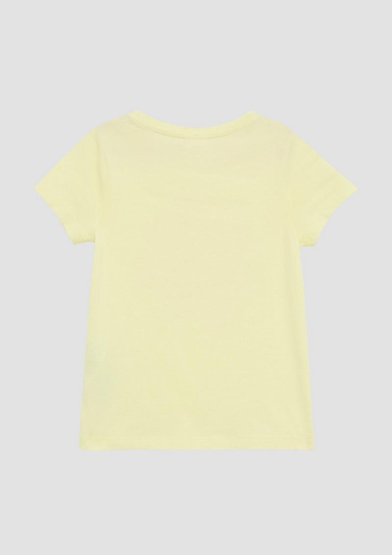 s.Oliver T-Shirt mit Glitzerprint - helles zitrone