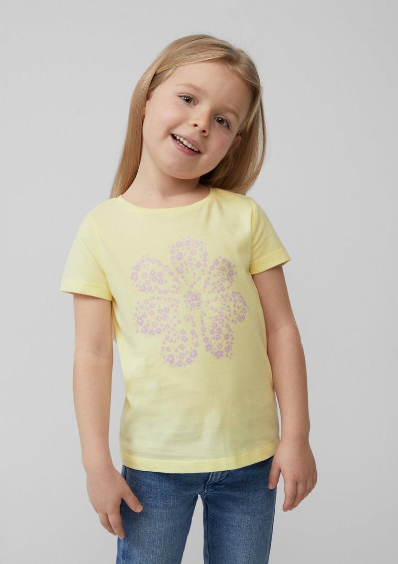 s.Oliver T-Shirt mit Glitzerprint - helles zitrone