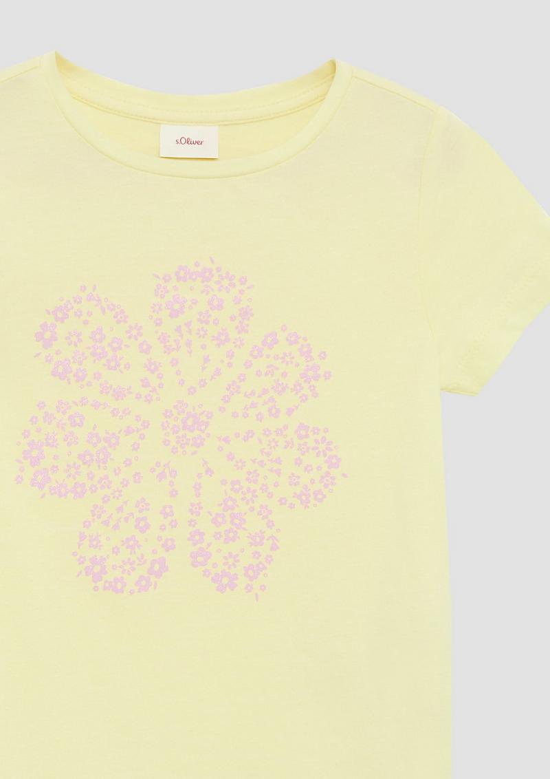 s.Oliver T-Shirt mit Glitzerprint - helles zitrone