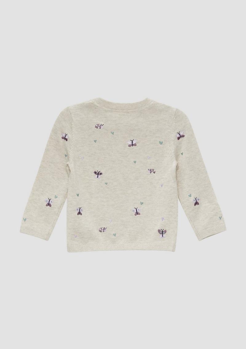 s.Oliver Strickpullover mit Stickerei - helles beige