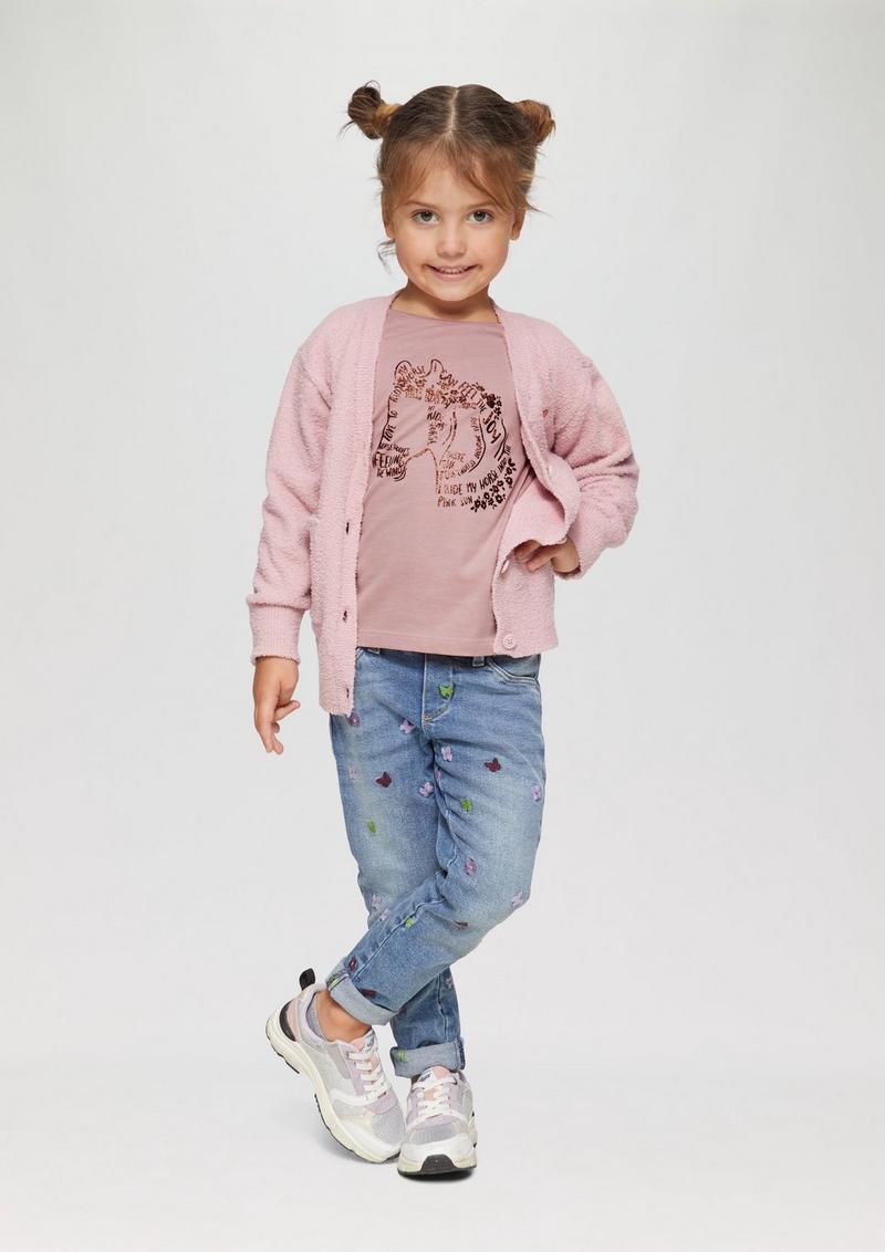 s.Oliver Langarmshirt mit Glitzer-Print - zartrosa