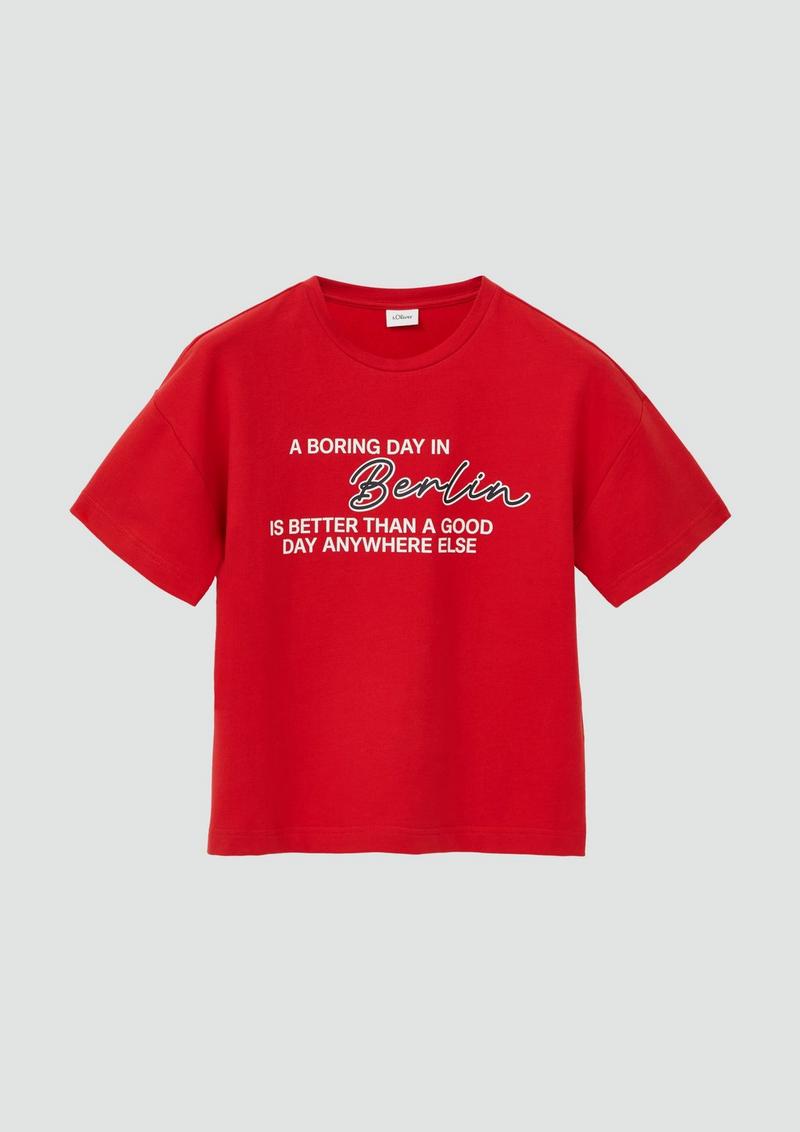 s.Oliver Boxy-T-Shirt aus Sweatware mit Print - rot