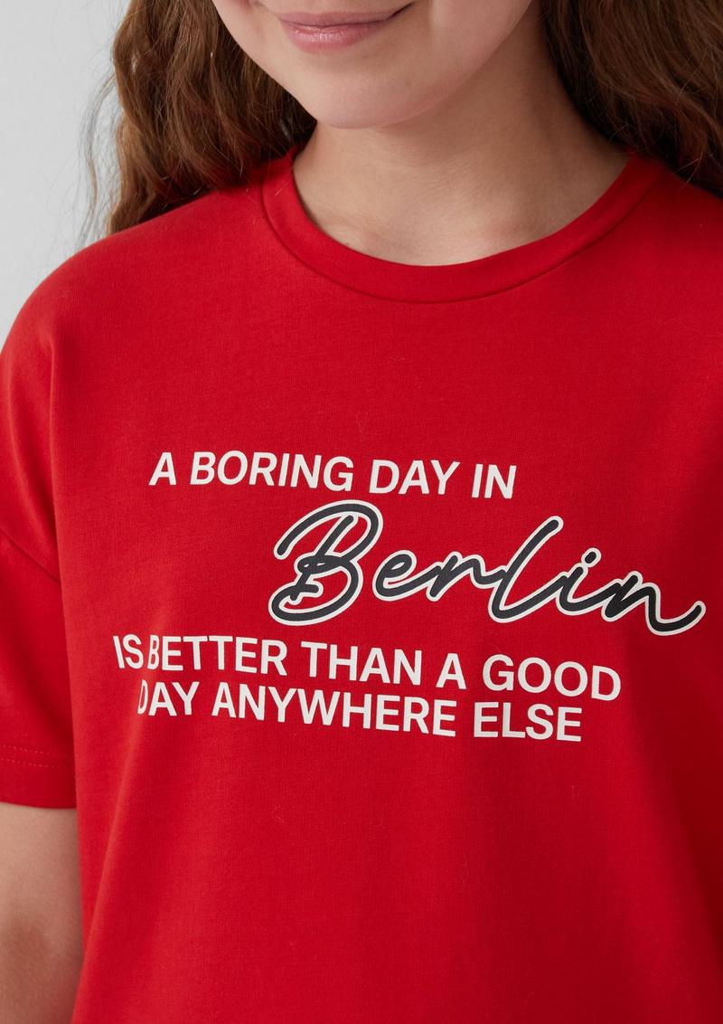 s.Oliver Boxy-T-Shirt aus Sweatware mit Print - rot
