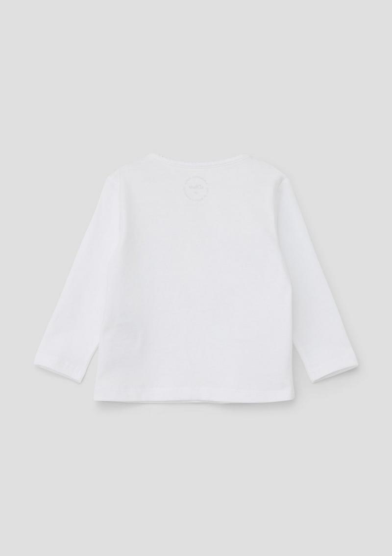 s.Oliver Langarmshirt mit Blumen-Applikation - weiß