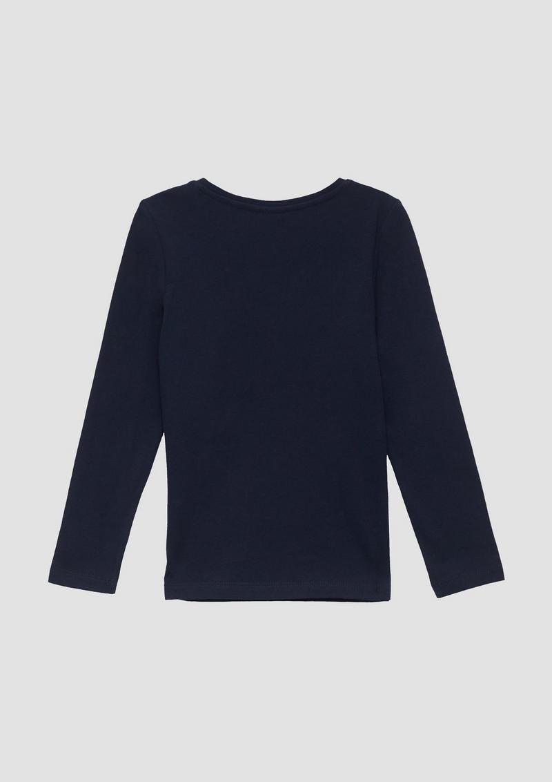 s.Oliver Langarmshirt mit Glitzer-Print - navy