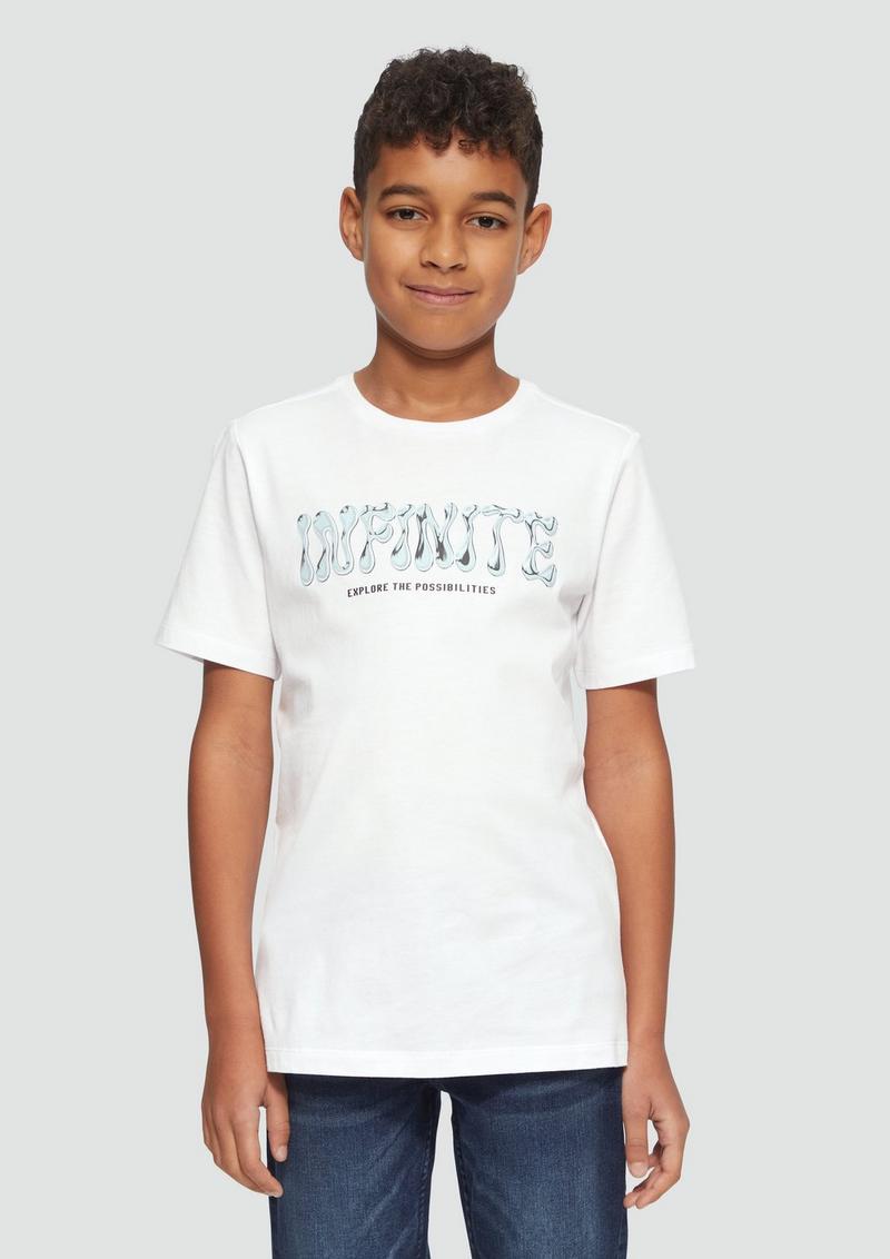 s.Oliver Jersey-T-Shirt mit 3D-Print - weiß