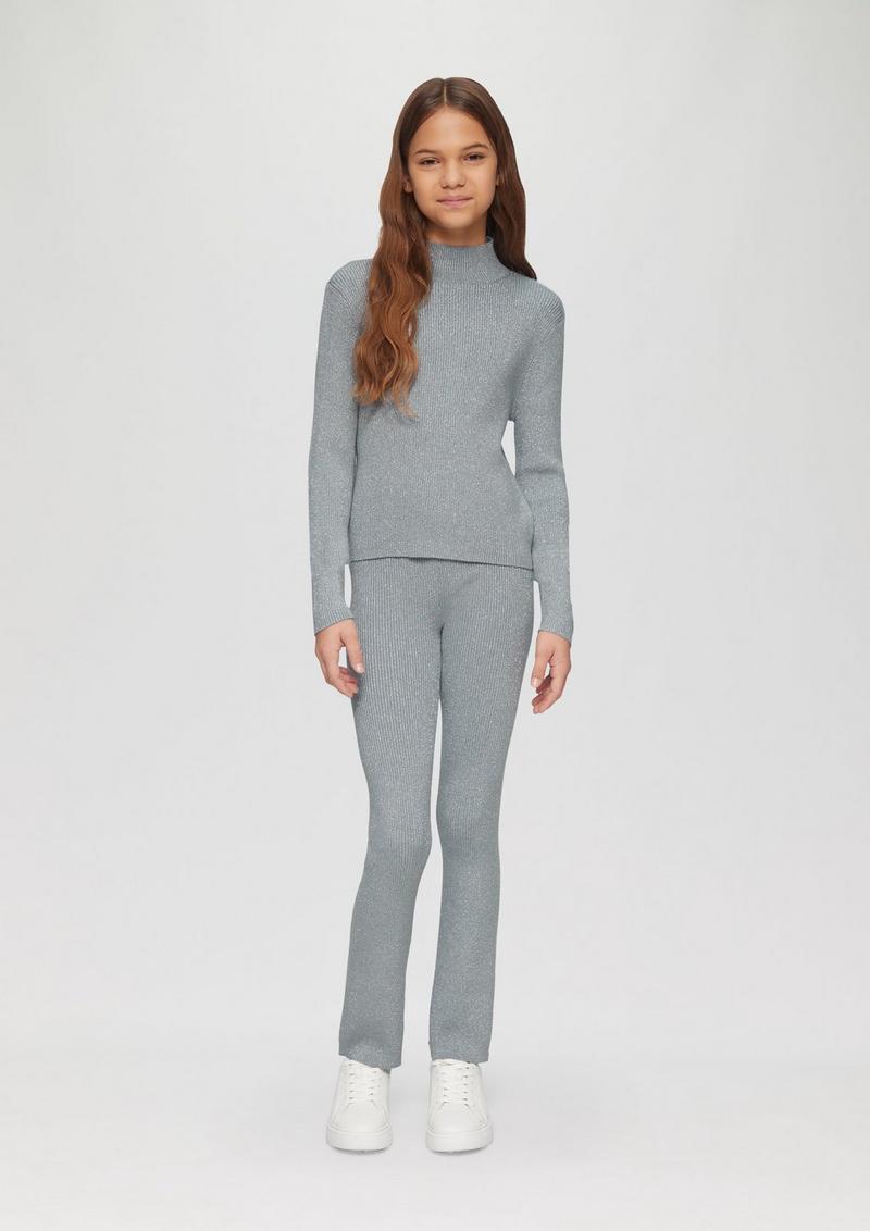 s.Oliver Strickpullover mit Metallic-Effekt und Stehkragen - blassblau