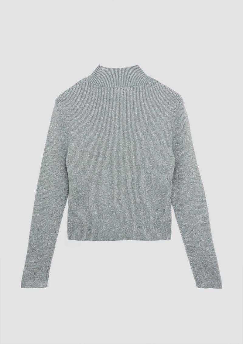 s.Oliver Strickpullover mit Metallic-Effekt und Stehkragen - blassblau