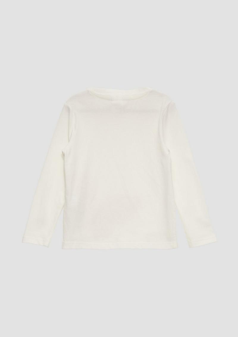 s.Oliver Langarmshirt mit Glitzerprint - ecru