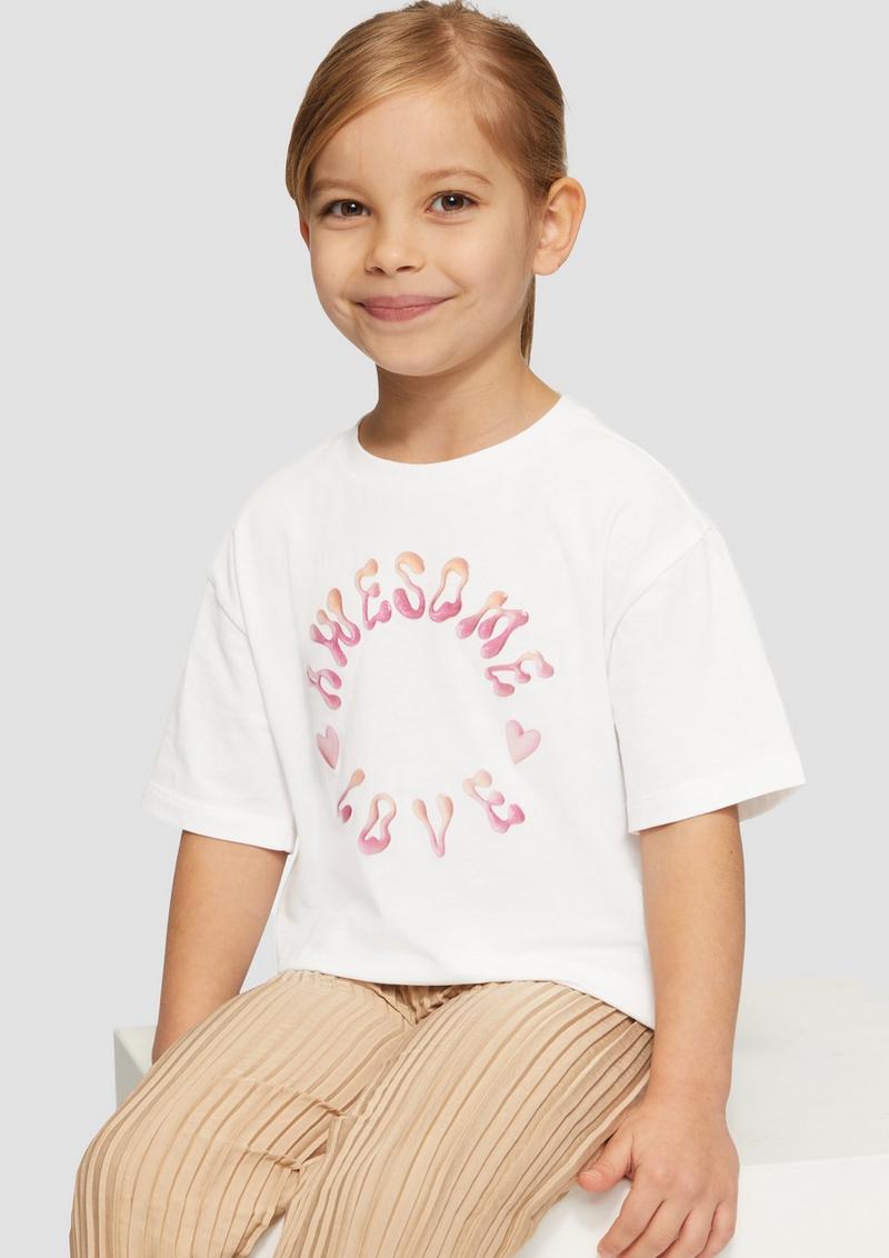 s.Oliver Boxy T-Shirt mit Silicon-Print - weiß