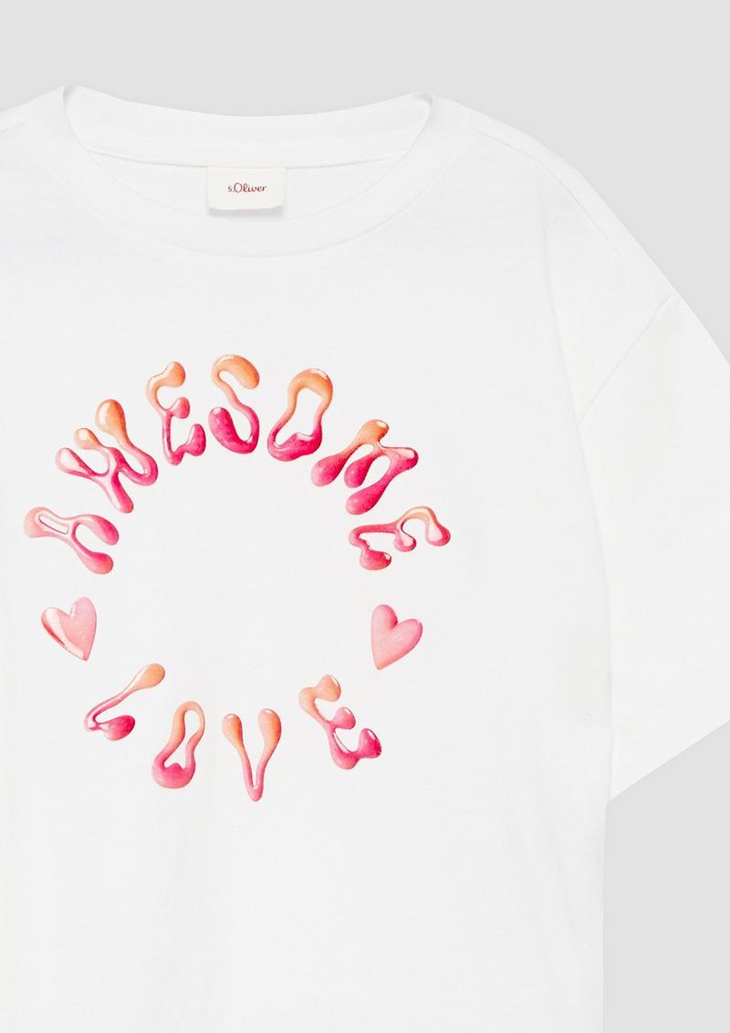 s.Oliver Boxy T-Shirt mit Silicon-Print - weiß
