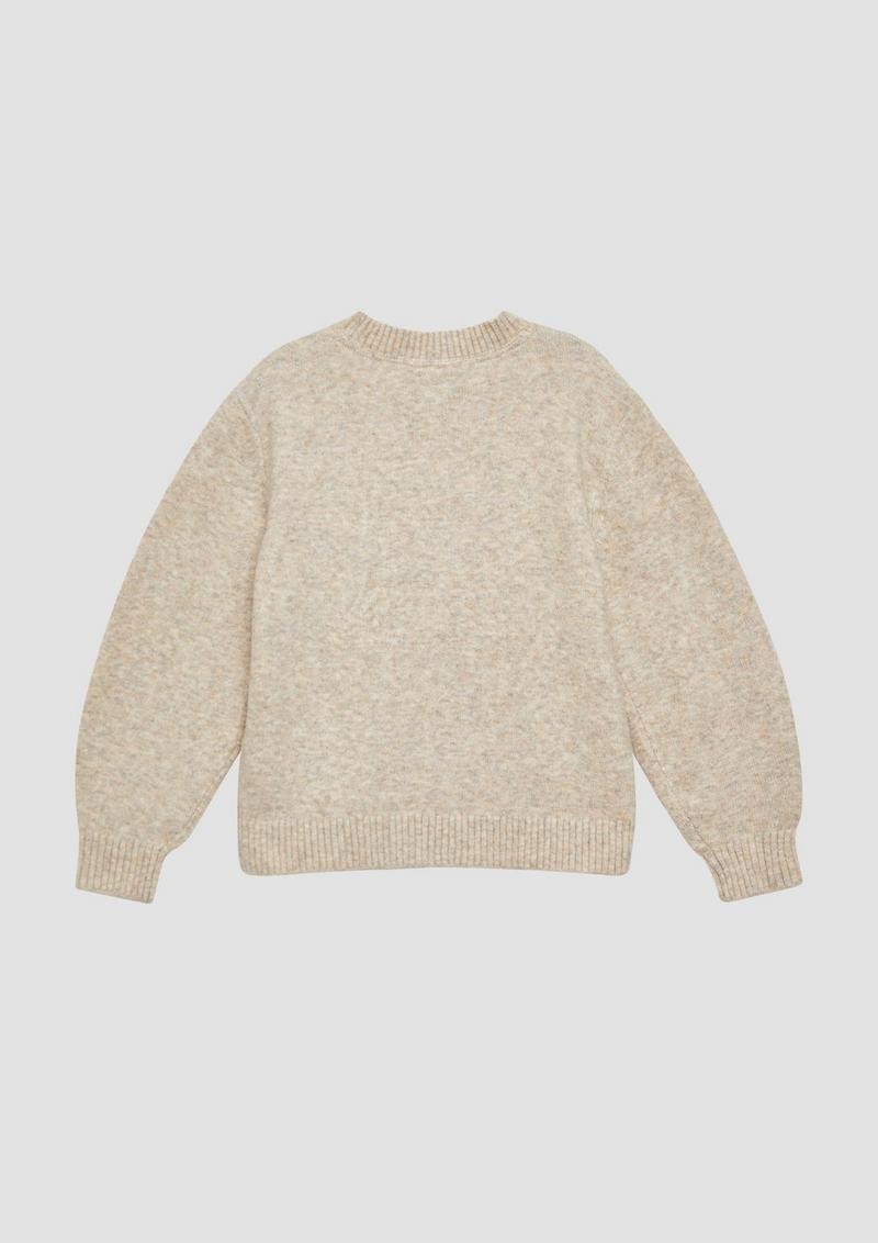 s.Oliver Kuscheliger Loose-Fit-Strickpullover mit Katzen-Artwork - helles beige