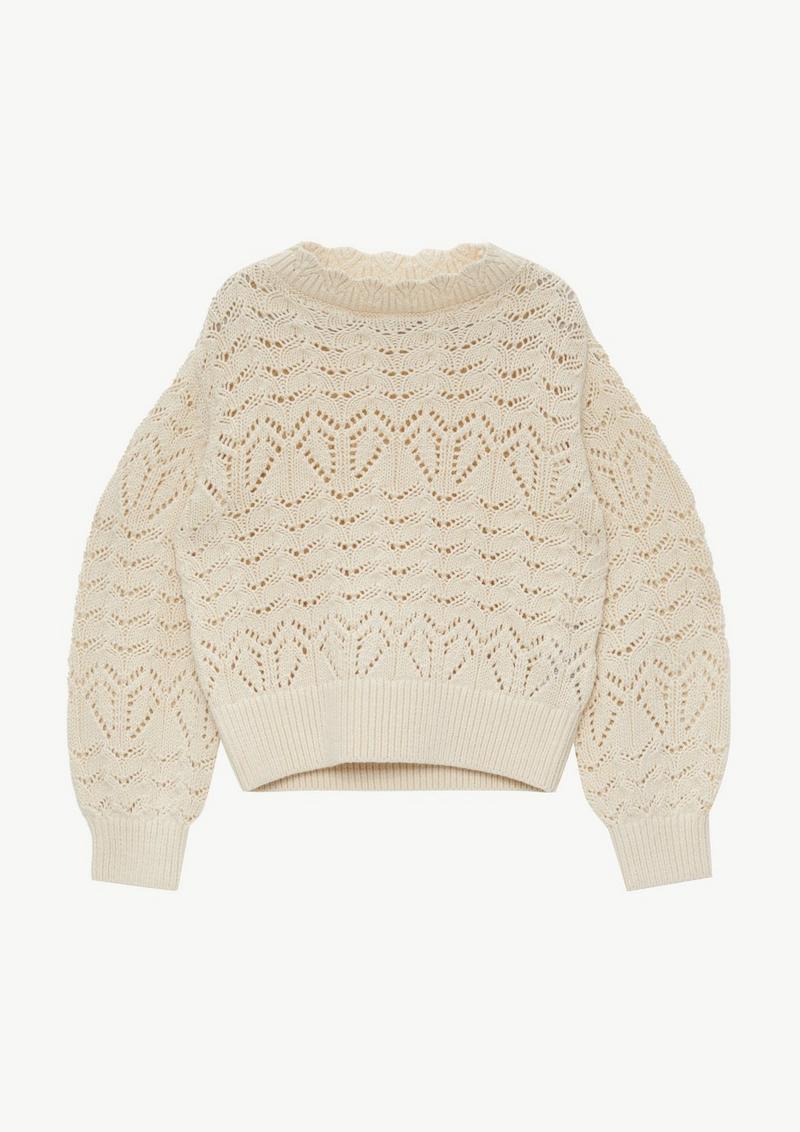 s.Oliver Loose-Fit-Pullover mit Ajour-Muster - helles sand