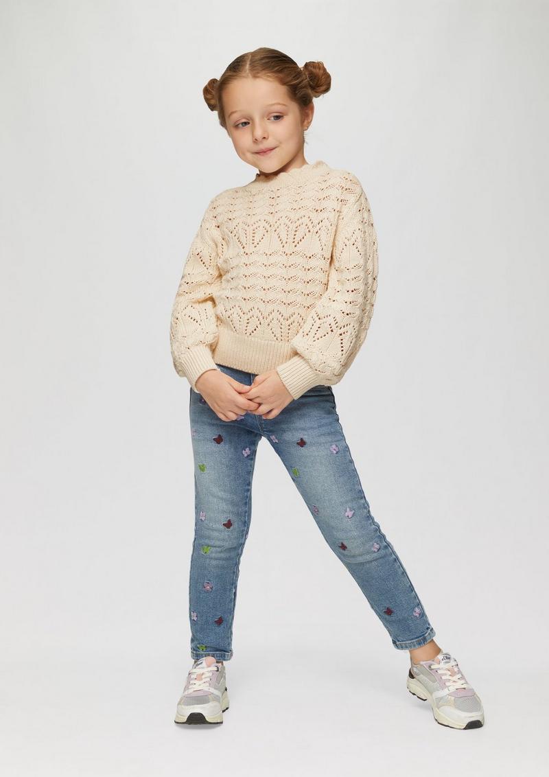 s.Oliver Loose-Fit-Pullover mit Ajour-Muster - helles sand