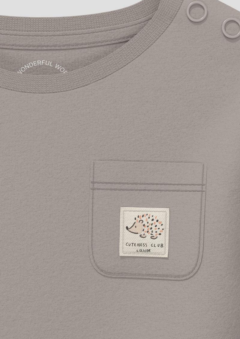 s.Oliver Unisex Langarmshirt mit Brusttasche - anthrazit