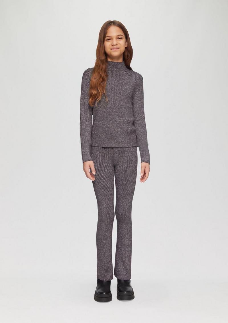 s.Oliver Strickpullover mit Metallic-Effekt und Stehkragen - flieder