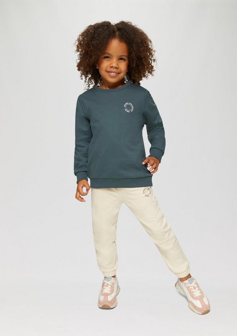 s.Oliver Unisex Sweatshirt mit Rippbündchen und kleinem Print-Detail - schiefergrau