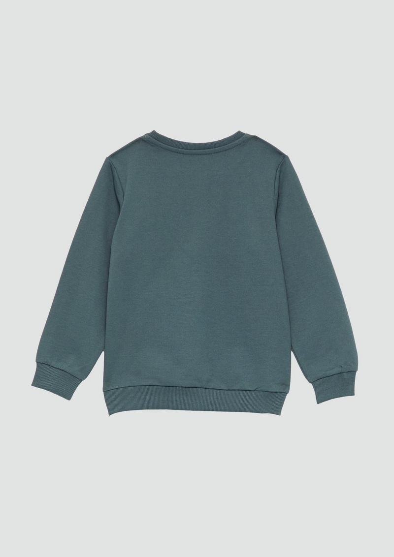 s.Oliver Unisex Sweatshirt mit Rippbündchen und kleinem Print-Detail - schiefergrau