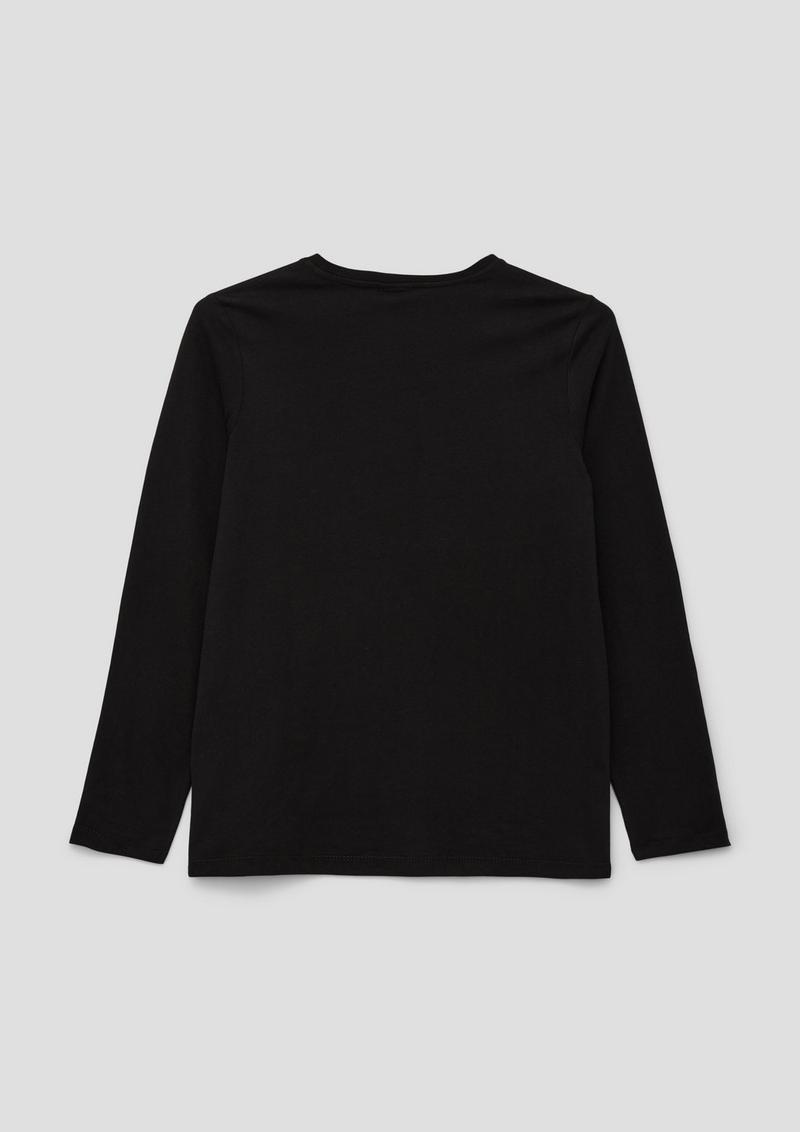 s.Oliver Longsleeve mit gummiertem Print - schwarz