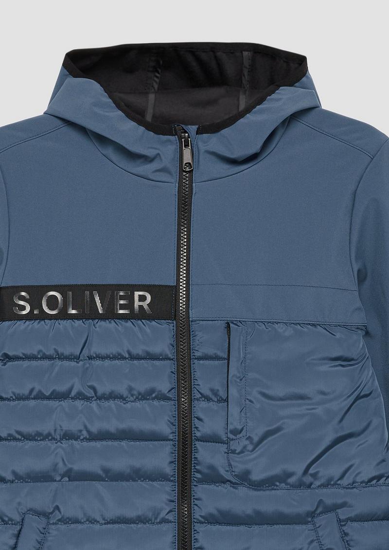 s.Oliver Softshelljacke im Materialmix mit Kapuze - hellblau