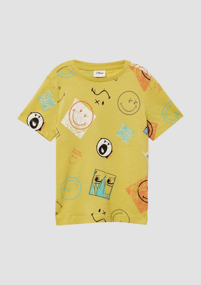 s.Oliver T-Shirt mit Smiley®-Print - gelb