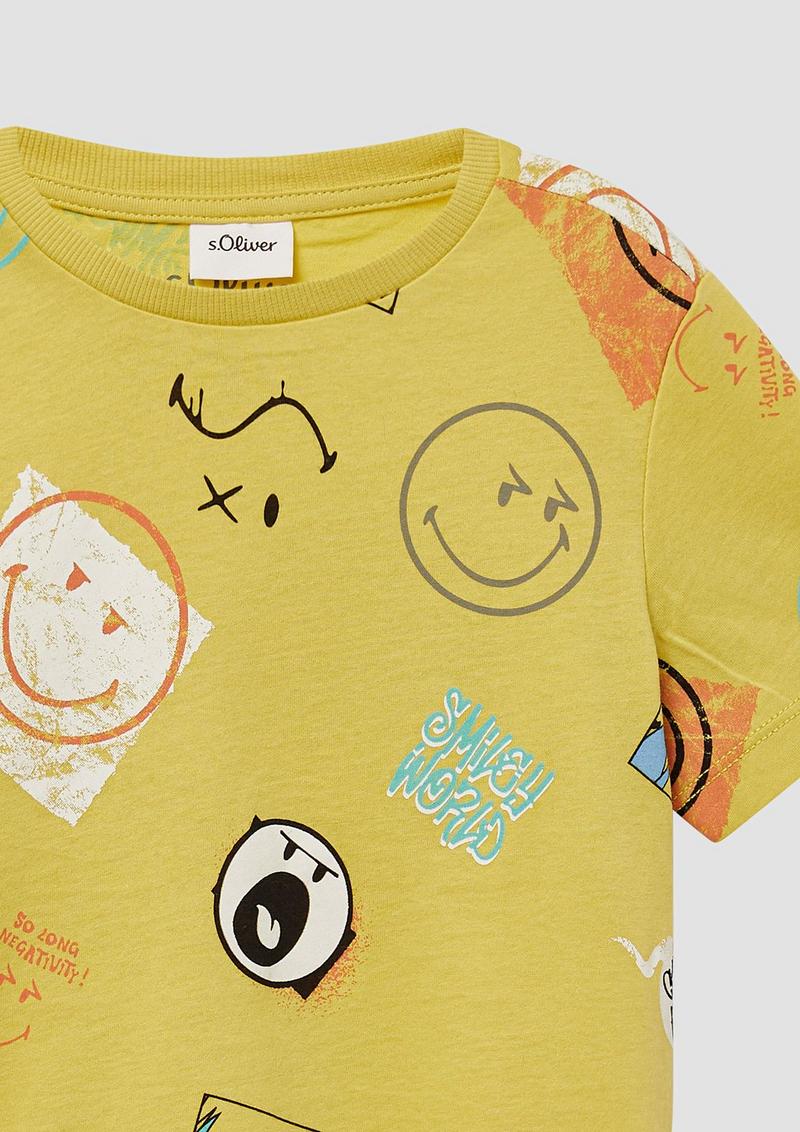 s.Oliver T-Shirt mit Smiley®-Print - gelb