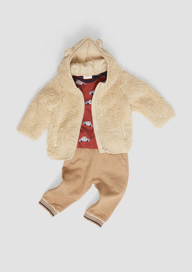 s.Oliver Teddyplüsch-Jacke mit Öhrchen - helles beige