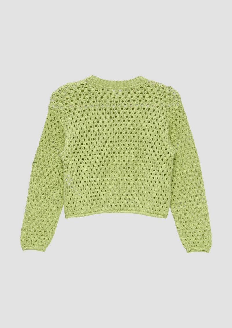 s.Oliver Strickpullover mit Lochmuster im Boxy-Schnitt - hellgrün