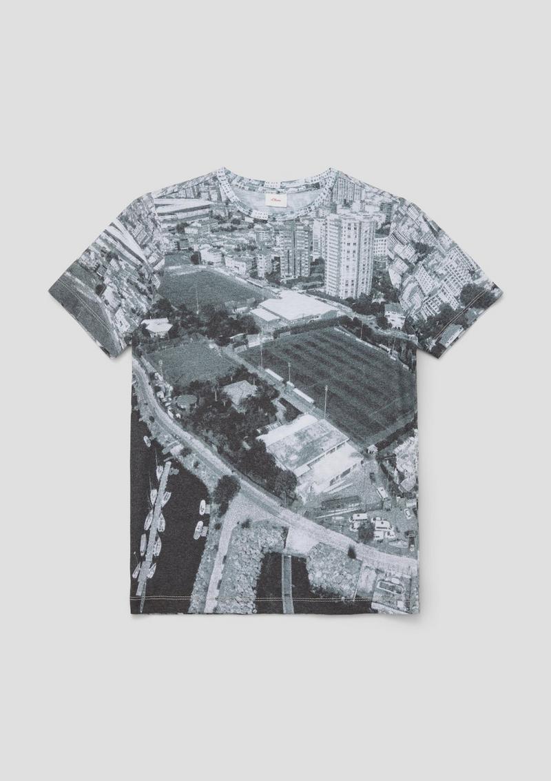 s.Oliver T-Shirt mit All-over-Print - grau