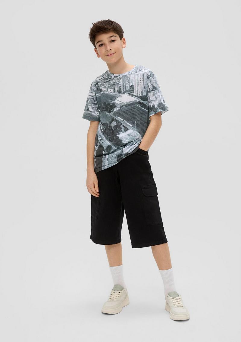 s.Oliver T-Shirt mit All-over-Print - grau