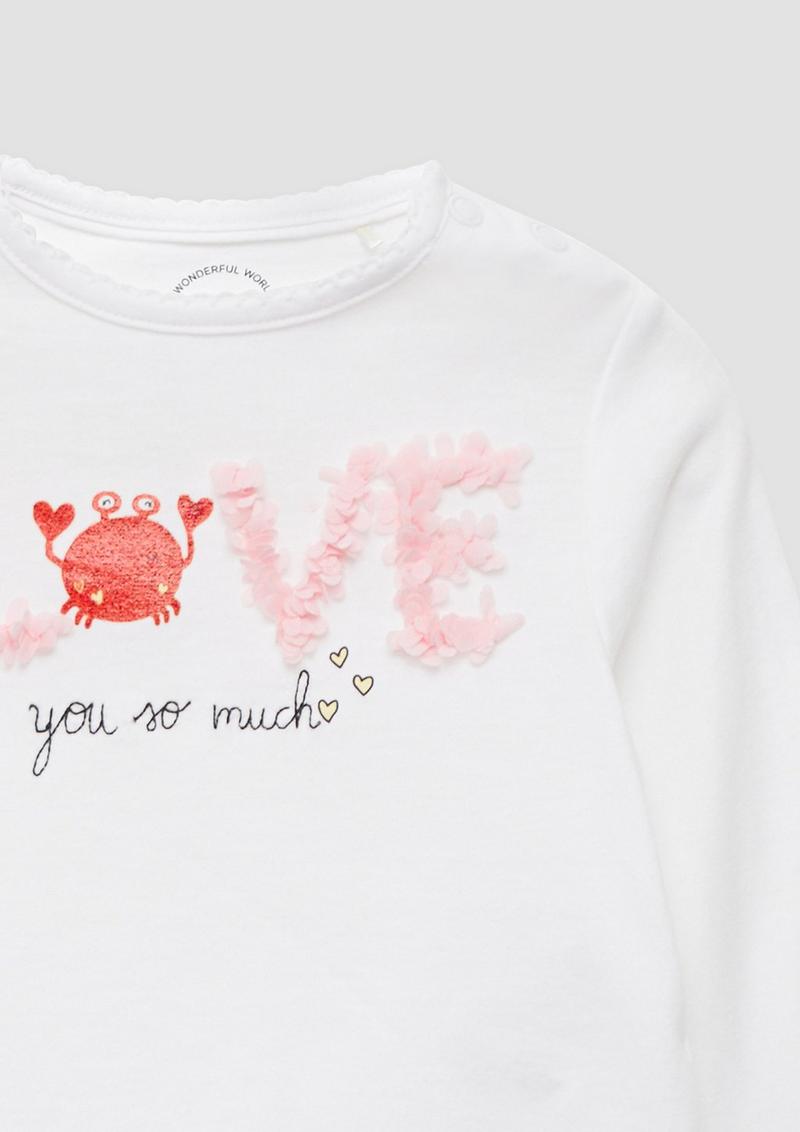 s.Oliver Weiches Longsleeve mit Artwork - weiß