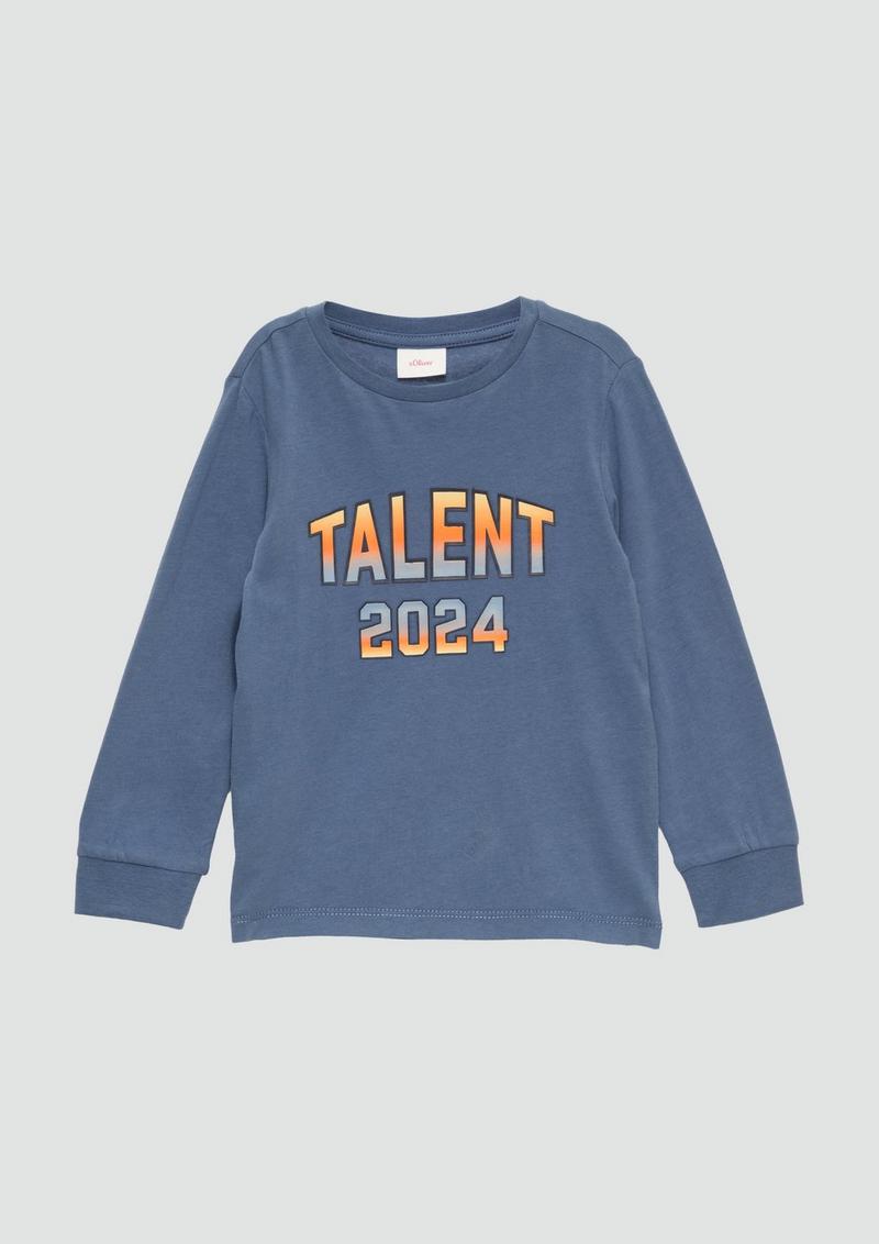 s.Oliver Langarmshirt mit Schrift-Print - blau