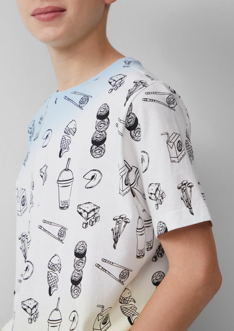 s.Oliver T-Shirt mit All-over-Print - weiß