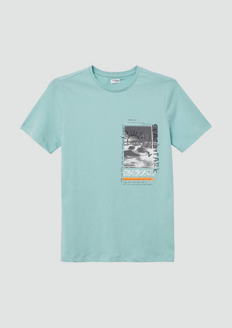 s.Oliver Jersey-T-Shirt mit Frontprint - ozeangrün