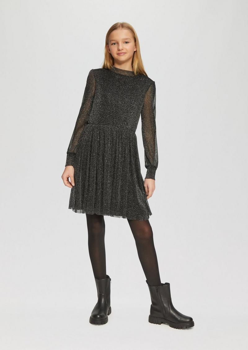 s.Oliver Mesh-Kleid mit Glitzergarn - schwarz
