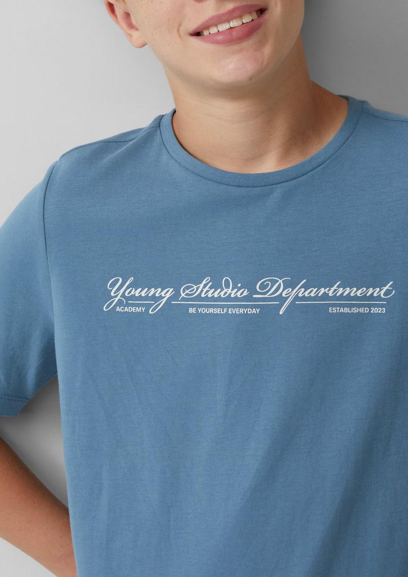 s.Oliver Baumwoll-T-Shirt mit Schriftprint - hellblau