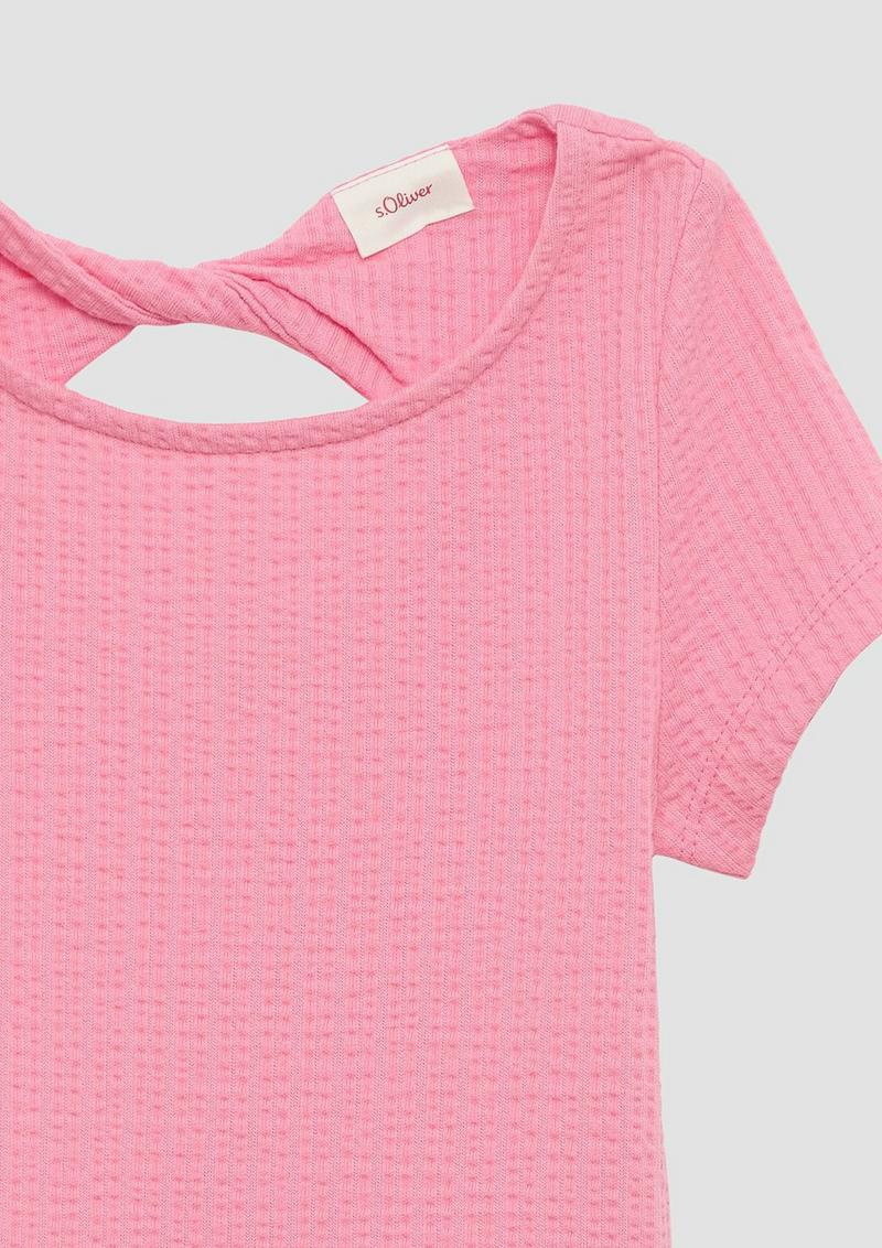 s.Oliver Strukturiertes Baumwollkleid mit Cut Out und Lochstickerei - pink