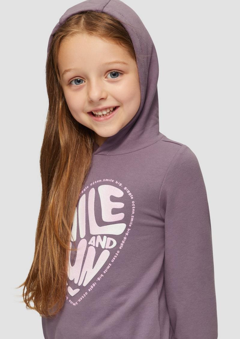s.Oliver Kapuzenshirt mit Glitzer-Foamprint - flieder