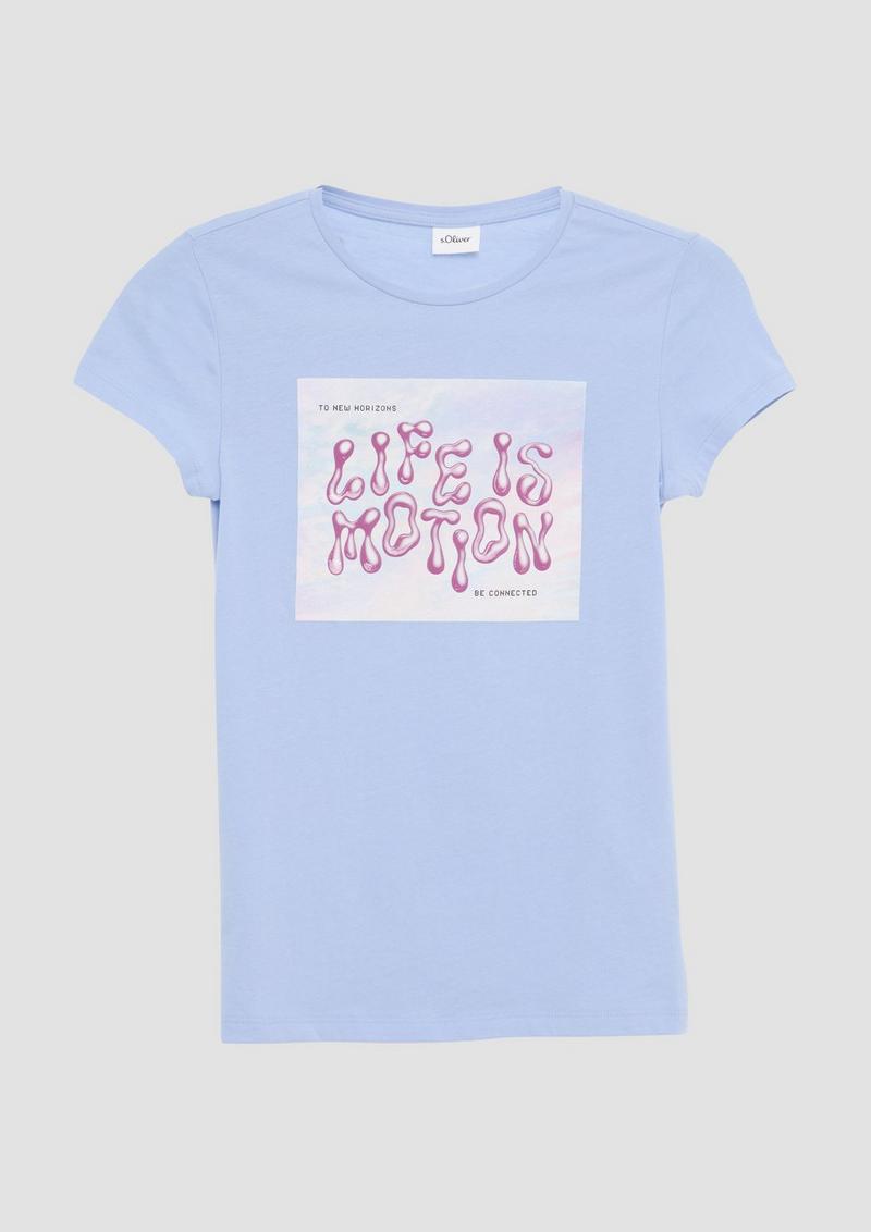 s.Oliver Jersey-T-Shirt mit Silicon-Print - himmelblau