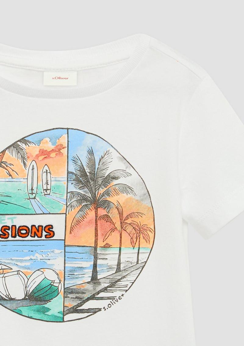 s.Oliver T-Shirt mit Frontprint - weiß
