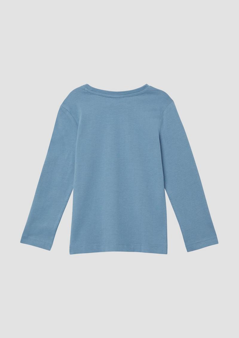 s.Oliver Baumwoll-Longsleeve mit Frontprint - hellblau
