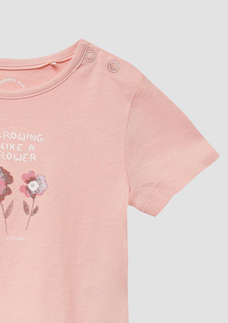 s.Oliver Jersey-Shirt mit Glitzerprint - zartrosa