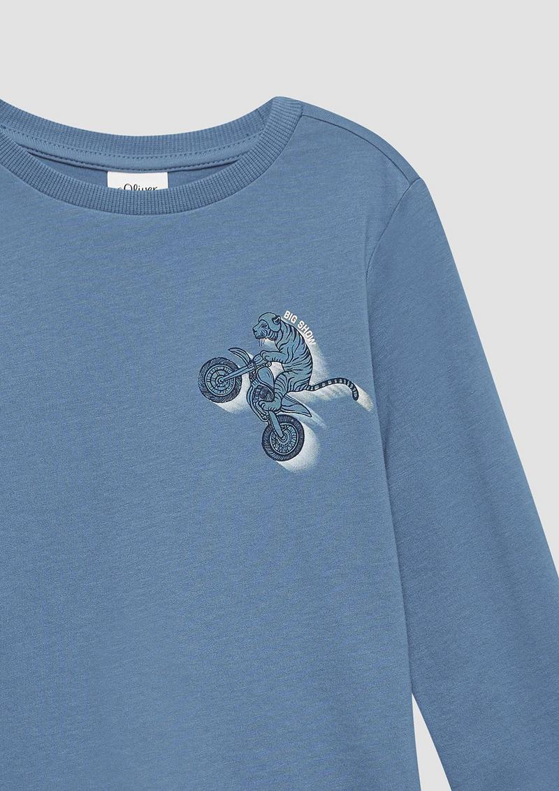 s.Oliver Jersey-Longsleeve mit Frontprint - hellblau