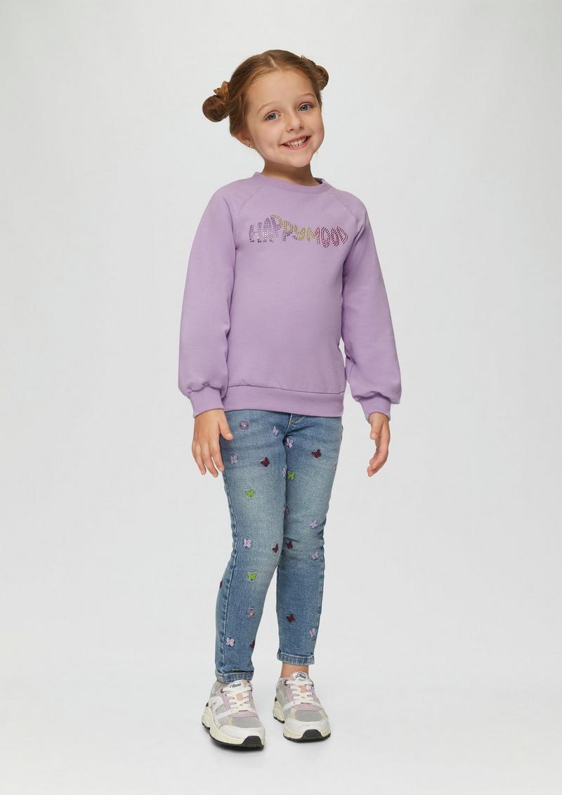 s.Oliver Sweatshirt mit Schmucksteinen - lavendel