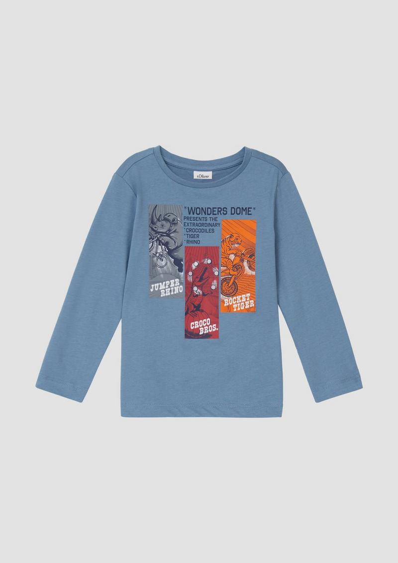 s.Oliver Langarmshirt aus Baumwolle mit Frontprint - hellblau