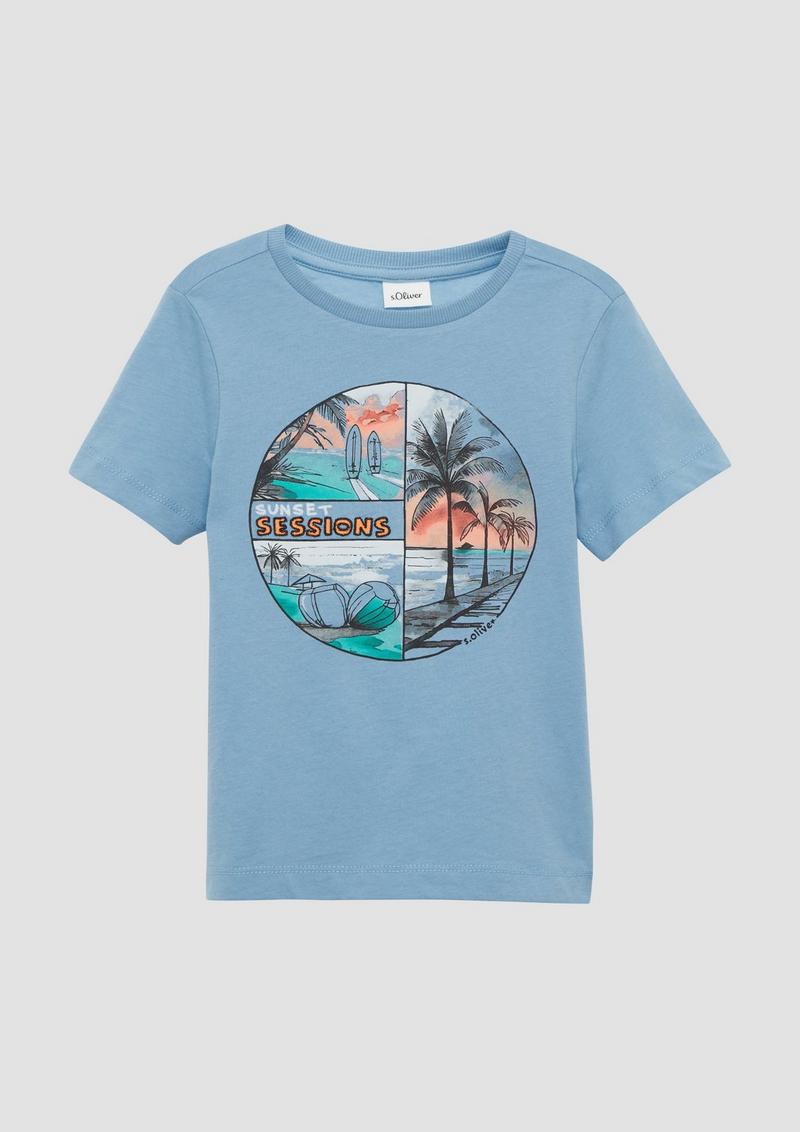 s.Oliver T-Shirt mit Frontprint - himmelblau