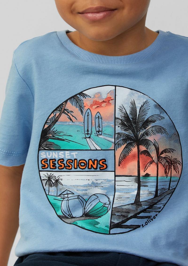 s.Oliver T-Shirt mit Frontprint - himmelblau