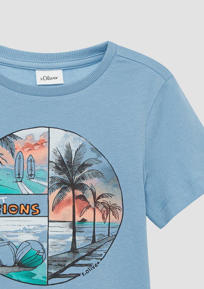 s.Oliver T-Shirt mit Frontprint - himmelblau
