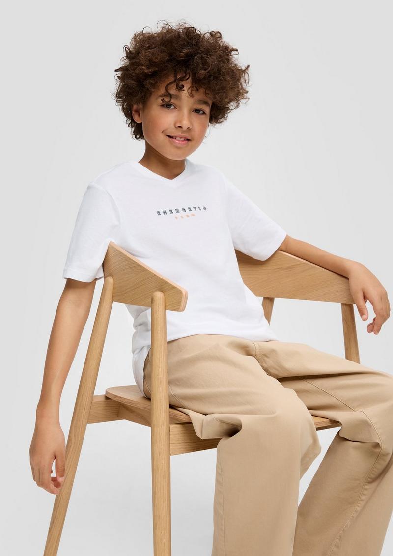 s.Oliver Weiches T-Shirt mit Frontprint - weiß