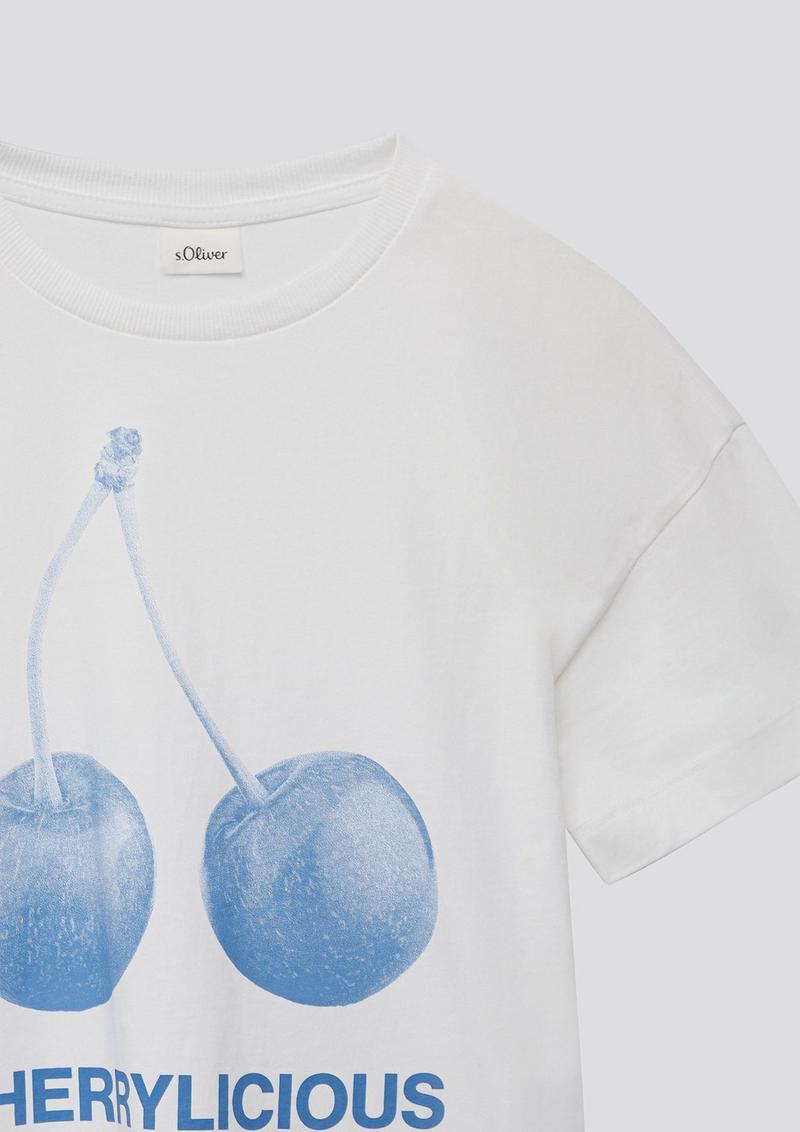 s.Oliver Boxy T-Shirt mit Frontprint - weiß